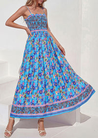 PRETTYGARDEN Womens Floral Maxi Dress Boho Casual Summer Spaghetti Strap Smocked Sleeveless Flowy Beach Vacation Dresses