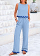 Sleeveless Tank Crop Top Wide Leg Pants Set