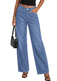 PRETTYGARDEN Women's Wide Leg Jeans High Waisted Stretchy Baggy Seamed Front Denim Palazzo Pants 2026 Summer Fashion Clothes