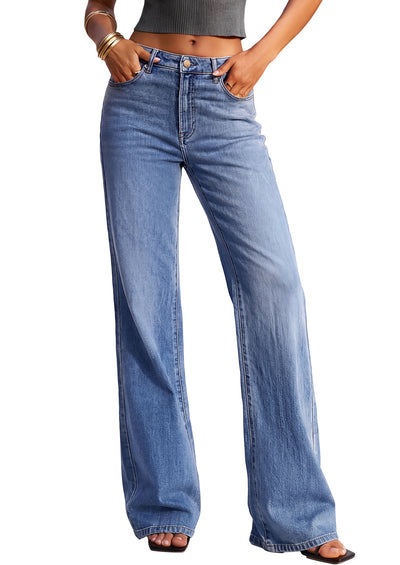 PRETTYGARDEN Women's Wide Leg Jeans High Waisted Denim Pants | Stretchy Flare Jeans, Comfy Soft, Basic-5-Pocket, Trendy Bottoms, Casual Office Wear, Going Out Outfits, Fashion Clothing