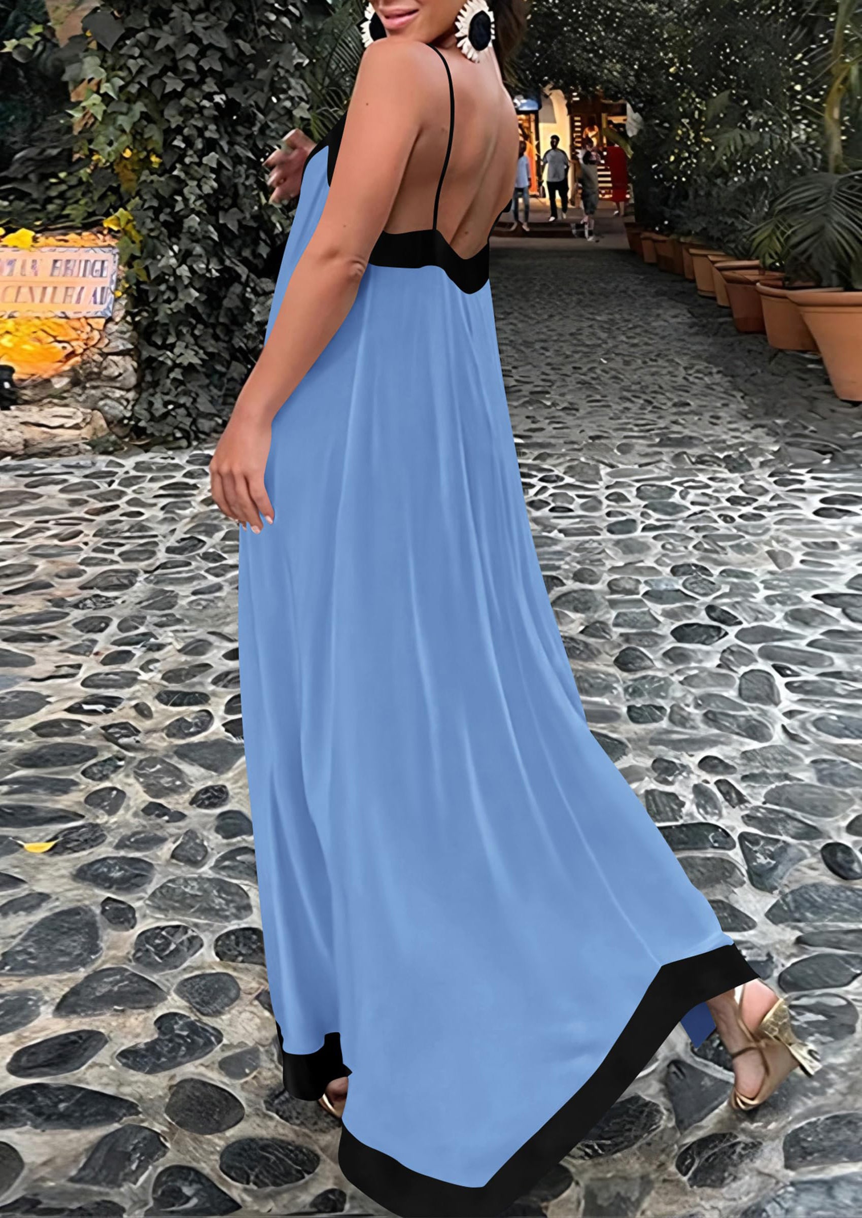 PRETTYGARDEN Women's Flowy Maxi Dress Summer Sleeveless V Neck Spaghetti Strap Elegant Wedding Party Dresses