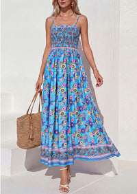 PRETTYGARDEN Womens Floral Maxi Dress Boho Casual 2026 Summer Spaghetti Strap Smocked Sleeveless Flowy Beach Vacation Dresses