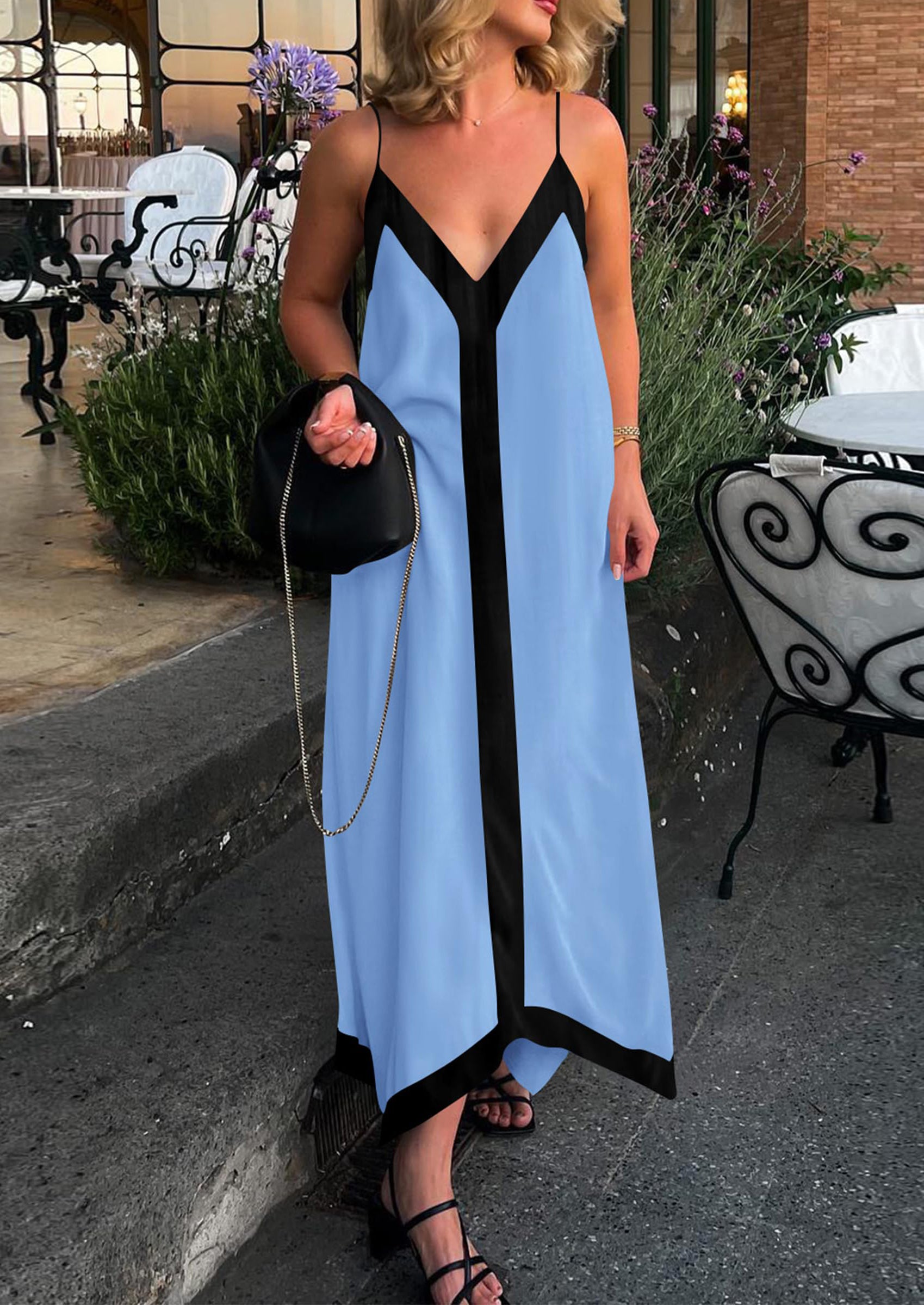 PRETTYGARDEN Women's Flowy Maxi Dress Summer Sleeveless V Neck Spaghetti Strap Elegant Wedding Party Dresses