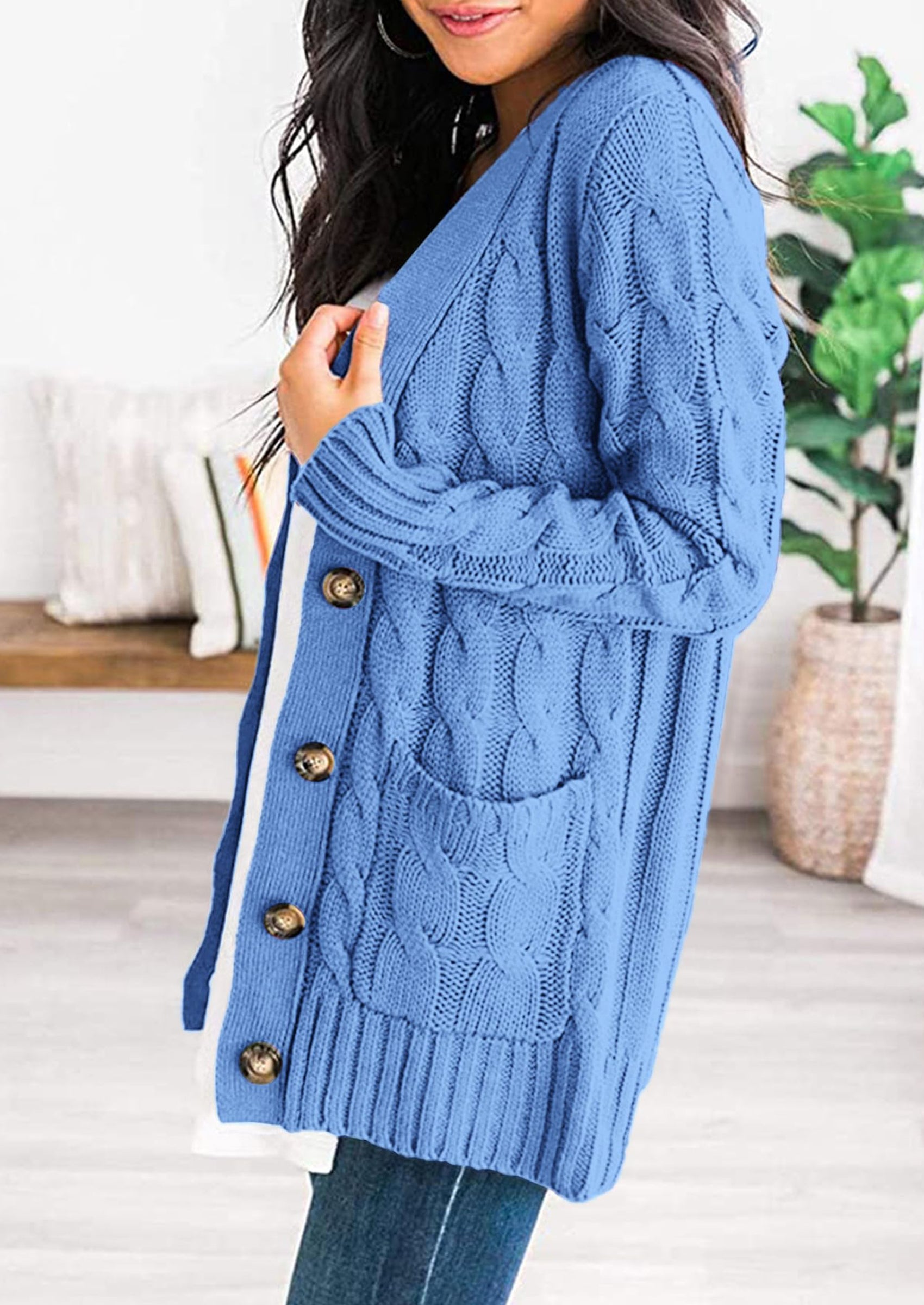 PRETTYGARDEN Women's Open Front Cardigan Sweaters Fall Fashion Button Down Cable Knit Chunky Winter Outerwear Coats
