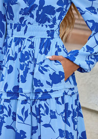 PRETTYGARDEN Women's Fall Boho Maxi Dresses Floral Long Sleeve V Neck Flowy Elegant Wedding Guest Dress Vacation Outfits