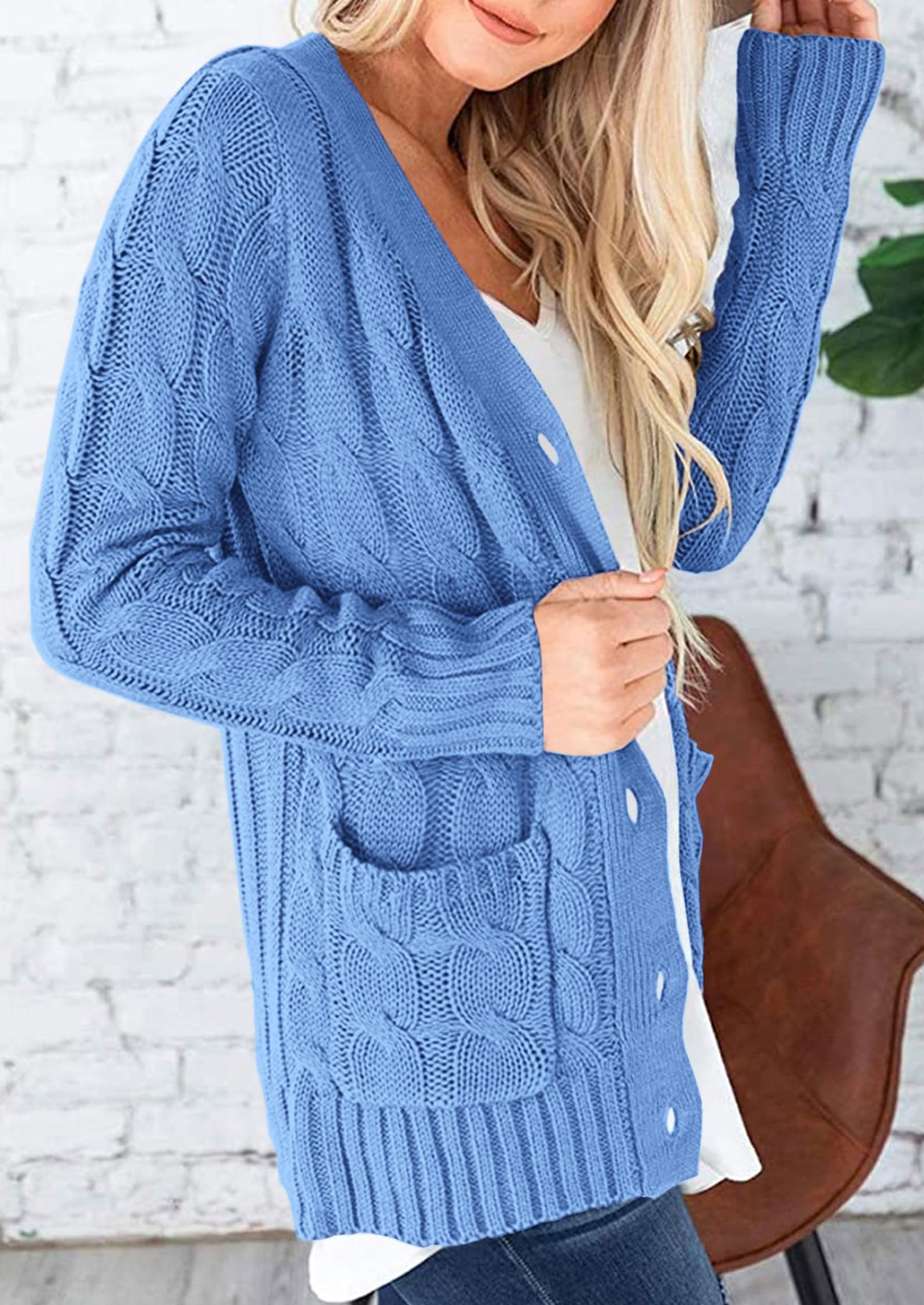 PRETTYGARDEN Women's Open Front Cardigan Sweaters Fall Fashion Button Down Cable Knit Chunky Winter Outerwear Coats