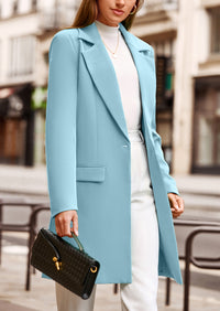 PRETTYGARDEN Women's Spring Fall Long Blazer Jackets Long Sleeve Lapel Pockets Loose Fit Work Casual Blazers Outerwear