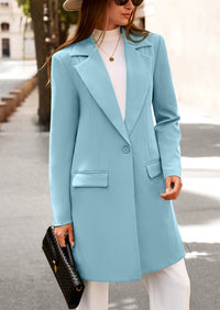 PRETTYGARDEN Women's Spring Fall Long Blazer Jackets Long Sleeve Lapel Pockets Loose Fit Work Casual Blazers Outerwear