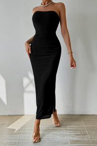 Summer Strapless Maxi Bodycon Dresses With Club Slit