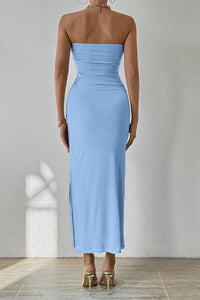 Summer Strapless Maxi Bodycon Dresses With Club Slit