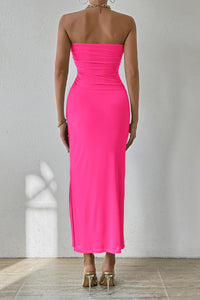 Summer Strapless Maxi Bodycon Dresses With Club Slit