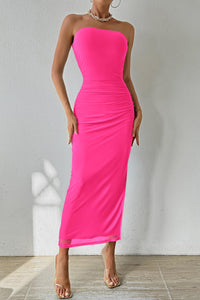 Summer Strapless Maxi Bodycon Dresses With Club Slit