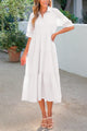 Button Up Ruffle A Line Flowy Maxi Dress