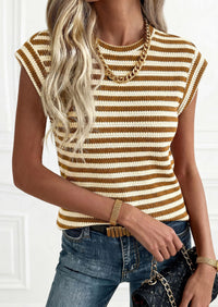 PRETTYGARDEN Women's Spring Vest Tops Cap Sleeve Striped Shirt Knit Tank Top Summer Beach Vacation Clothes PRETTYGARDEN