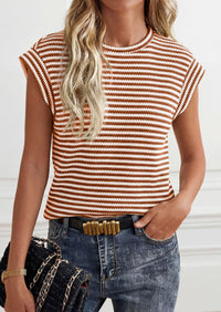 PRETTYGARDEN Women's Spring Vest Tops Cap Sleeve Striped Shirt Knit Tank Top Summer Beach Vacation Clothes PRETTYGARDEN