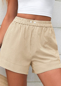 PRETTYGARDEN Women Striped Shorts Casual Elastic Waist  Bottoms Beach Shorts