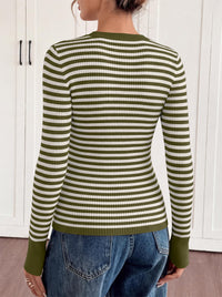 PRETTYGARDEN Womens Long Sleeve Striped Fitted Sweater Tops  | Crewneck Color Block Fall Sweaters, Stretchy Ribbed Knit Tops, Slim Fit Shirts for Going Out, Business Casual, Trendy Clothes