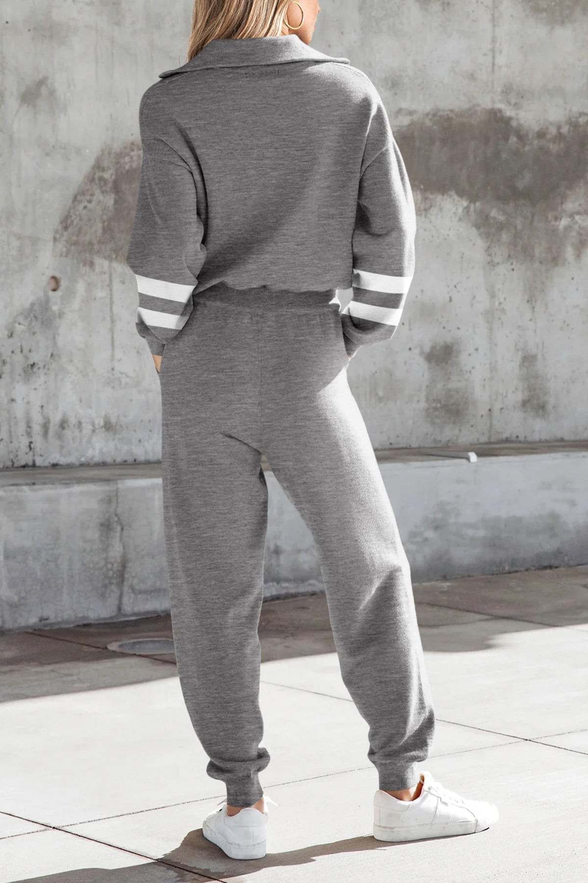 2 Piece Sweater Set Pullover Zip Up Sweatshirt Jogger Sweatpants Tracksuit Casual Outfit