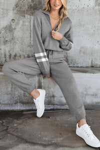 2 Piece Sweater Set Pullover Zip Up Sweatshirt Jogger Sweatpants Tracksuit Casual Outfit