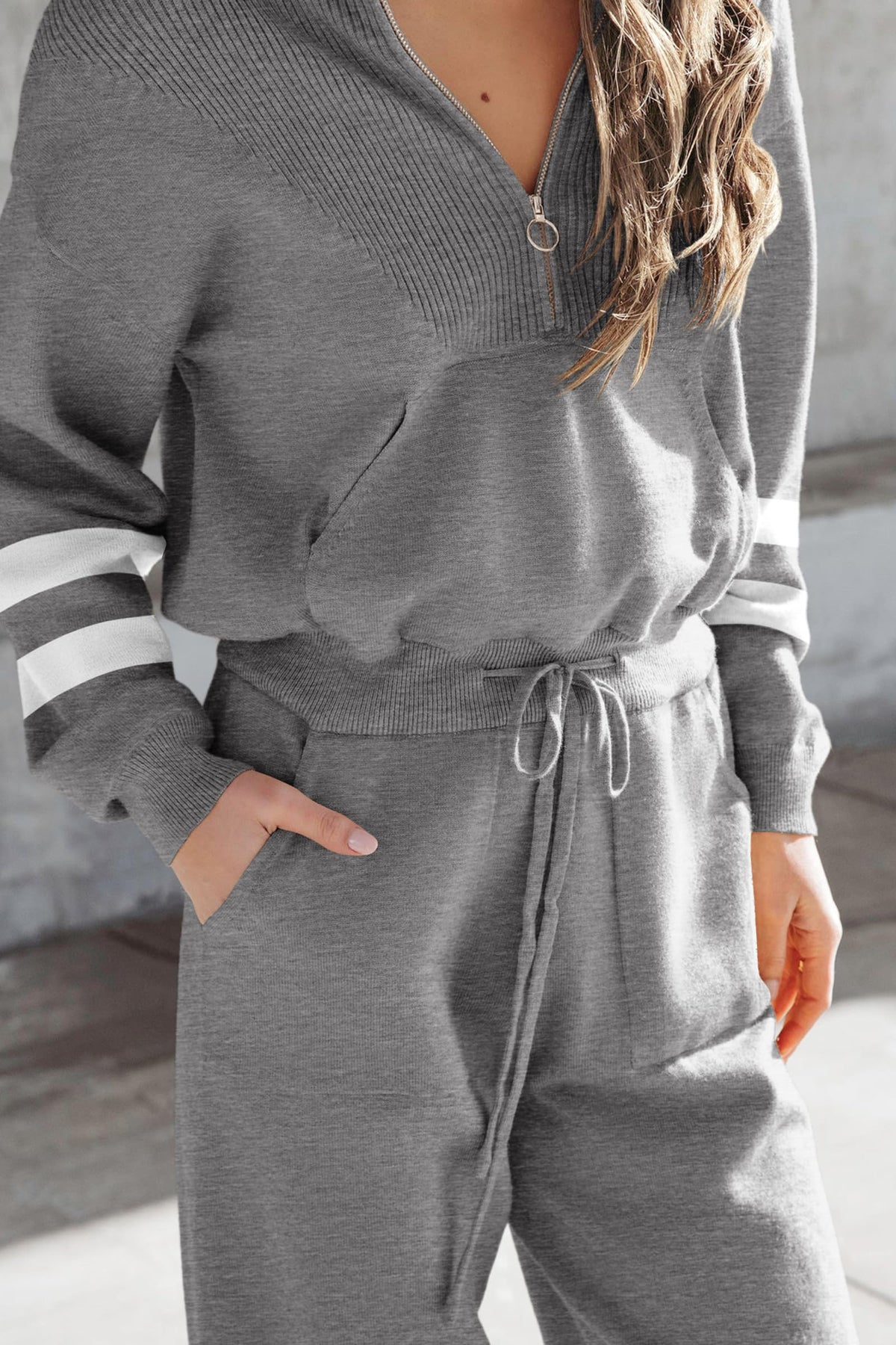 2 Piece Sweater Set Pullover Zip Up Sweatshirt Jogger Sweatpants Tracksuit Casual Outfit