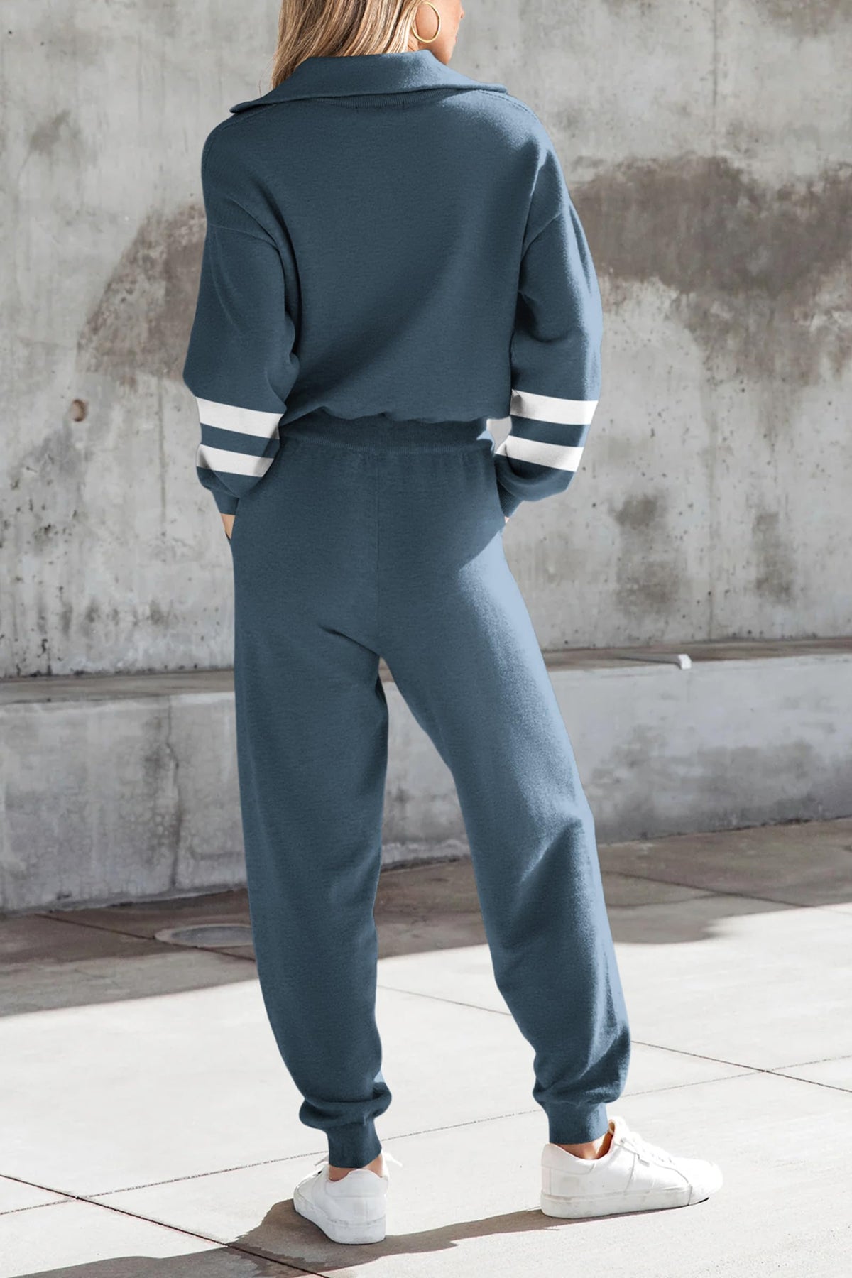 2 Piece Sweater Set Pullover Zip Up Sweatshirt Jogger Sweatpants Tracksuit Casual Outfit