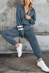 2 Piece Sweater Set Pullover Zip Up Sweatshirt Jogger Sweatpants Tracksuit Casual Outfit