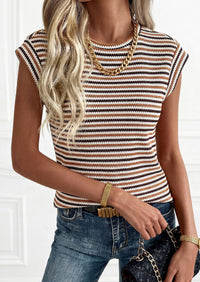 PRETTYGARDEN Women's Spring Vest Tops Cap Sleeve Striped Shirt Knit Tank Top Summer Beach Vacation Clothes PRETTYGARDEN