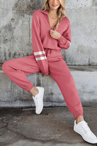 2 Piece Sweater Set Pullover Zip Up Sweatshirt Jogger Sweatpants Tracksuit Casual Outfit