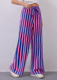 Women Striped Pants 2025 Summer Casual Trendy Lightweight Wide Leg Drawstring Lounge Pajama Trouser with Pockets