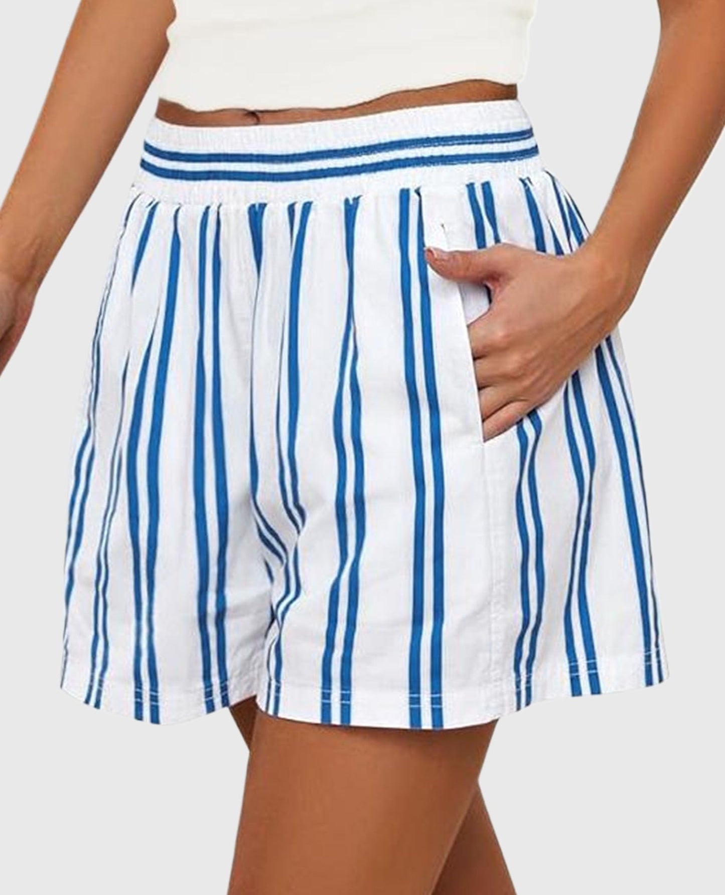 Boxer Shorts For Women 2025 Summer Striped PJ Y2K Casual Cotton Pajama Lounge Sleep Bottoms with Pockets