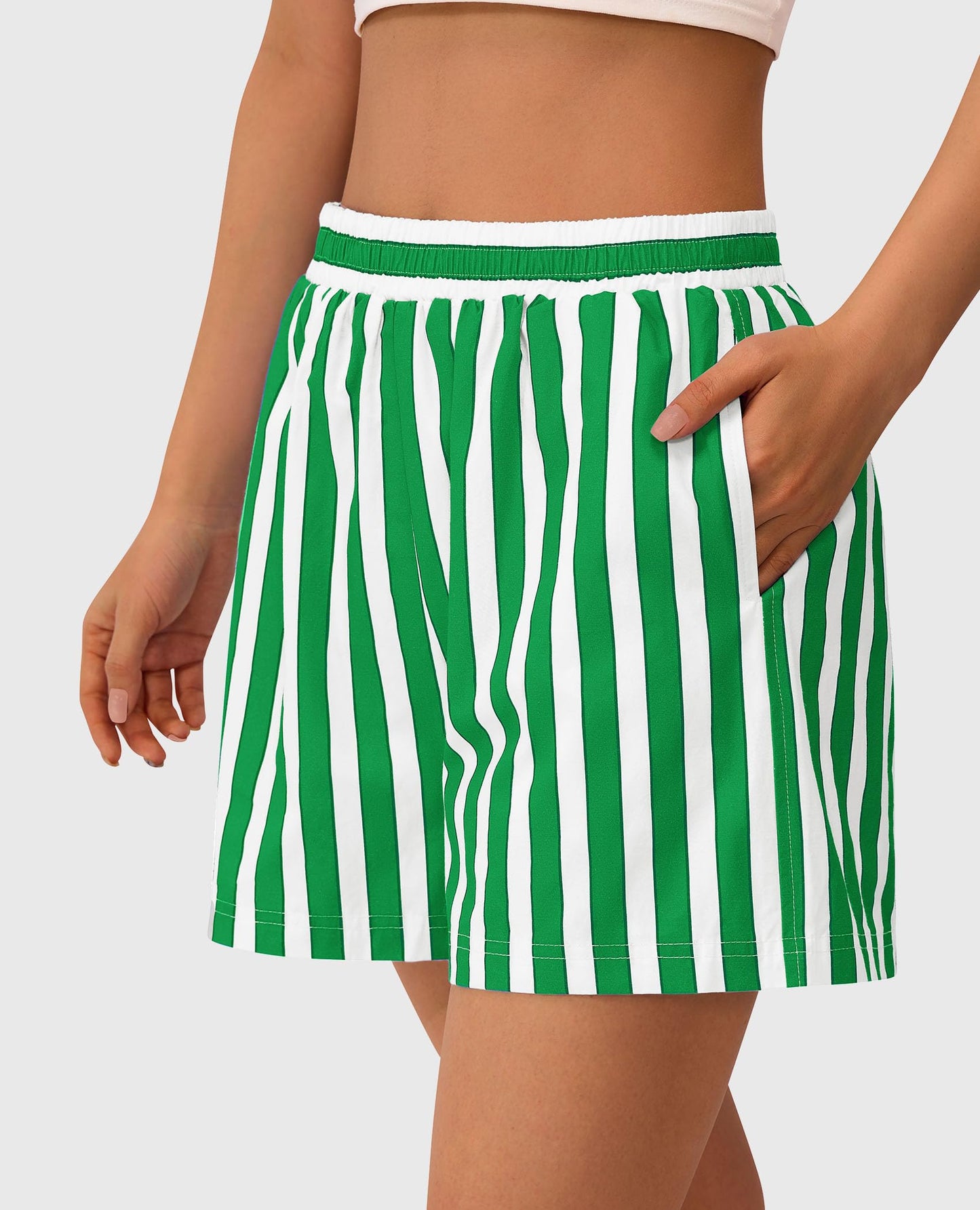 Boxer Shorts For Women 2025 Summer Striped PJ Y2K Casual Cotton Pajama Lounge Sleep Bottoms with Pockets