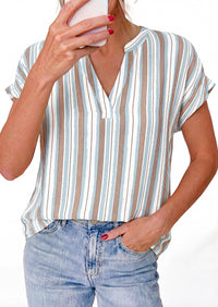 PRETTYGARDEN Womens Floral Print Short Sleeve Summer Tops Trendy V Neck Loose Boho Shirts Casual Work Blouses PRETTYGARDEN