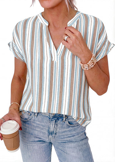 PRETTYGARDEN Womens Floral Print Short Sleeve Summer Tops Trendy V Neck Loose Boho Shirts Casual Work Blouses PRETTYGARDEN