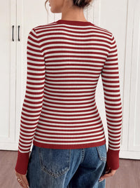 PRETTYGARDEN Womens Long Sleeve Striped Fitted Sweater Tops  | Crewneck Color Block Fall Sweaters, Stretchy Ribbed Knit Tops, Slim Fit Shirts for Going Out, Business Casual, Trendy Clothes