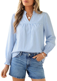 PRETTYGARDEN Women's Boho Floral Blouses Dressy Casual | Trendy Printed, Long Sleeve V Neck Tops, Bohemian Polka Dot Striped Shirt, Going Out Vacation Outfits, Fall Fashion Clothing