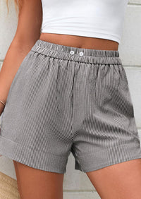 PRETTYGARDEN Women Striped Shorts Casual Elastic Waist  Bottoms Beach Shorts