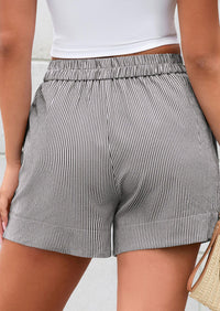 PRETTYGARDEN Women Striped Shorts Casual Elastic Waist  Bottoms Beach Shorts