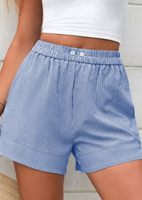 PRETTYGARDEN Women Striped Shorts Casual Elastic Waist  Bottoms Beach Shorts