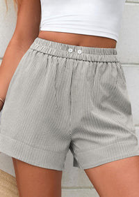 PRETTYGARDEN Women Striped Shorts Casual Elastic Waist  Bottoms Beach Shorts
