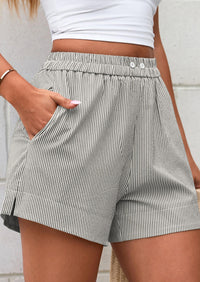 PRETTYGARDEN Women Striped Shorts Casual Elastic Waist  Bottoms Beach Shorts