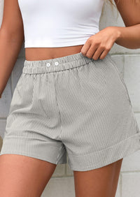 PRETTYGARDEN Women Striped Shorts Casual Elastic Waist  Bottoms Beach Shorts