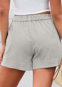 PRETTYGARDEN Women Striped Shorts Casual Elastic Waist  Bottoms Beach Shorts