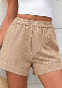 PRETTYGARDEN Women Striped Shorts Casual Elastic Waist  Bottoms Beach Shorts