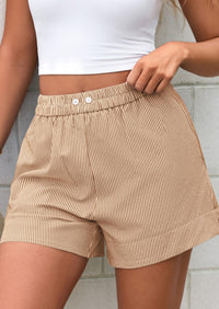 PRETTYGARDEN Women Striped Shorts Casual Elastic Waist  Bottoms Beach Shorts