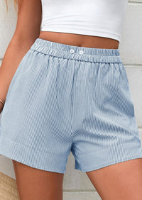 PRETTYGARDEN Women Striped Shorts Casual Elastic Waist  Bottoms Beach Shorts