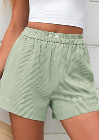 PRETTYGARDEN Women Striped Shorts Casual Elastic Waist  Bottoms Beach Shorts