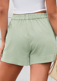 PRETTYGARDEN Women Striped Shorts Casual Elastic Waist  Bottoms Beach Shorts