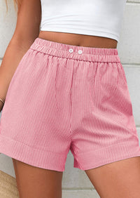 PRETTYGARDEN Women Striped Shorts Casual Elastic Waist  Bottoms Beach Shorts