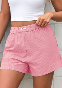PRETTYGARDEN Women Striped Shorts Casual Elastic Waist  Bottoms Beach Shorts