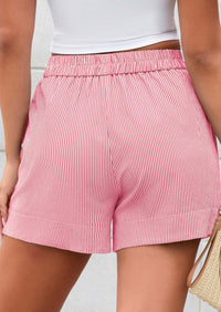 PRETTYGARDEN Women Striped Shorts Casual Elastic Waist  Bottoms Beach Shorts